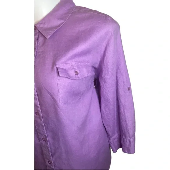 Kim Rogers Purple Top, Plus Size 3X, 100% Linen - Picture 6 of 9